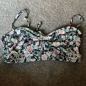 Floral bikini top with front cutout tie size large